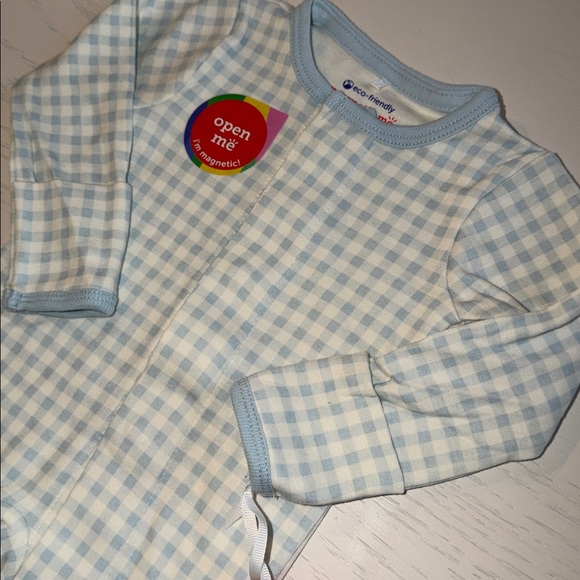 Magnetic Me Blue Gingham Footie Newborn 0-3 months - Picture 4 of 4